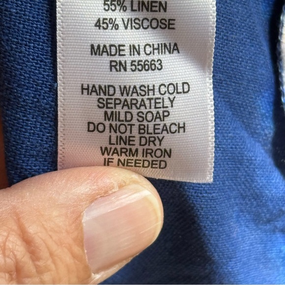 Cynthia Rowley Royal Blue and White 3/4 Sleeve Linen Blend Tunic Dress Size Med - Picture 5 of 6